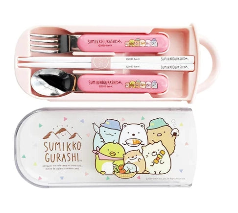 Sumikko Gurashi Stainless Steel Fork Spoon Chopsticks Set 角落生物不鏽鋼叉+匙 & 筷子攜帶組