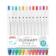 Zebra ClickArt Retractable Marker Pen Set 按壓式水性彩色筆 (12色組)