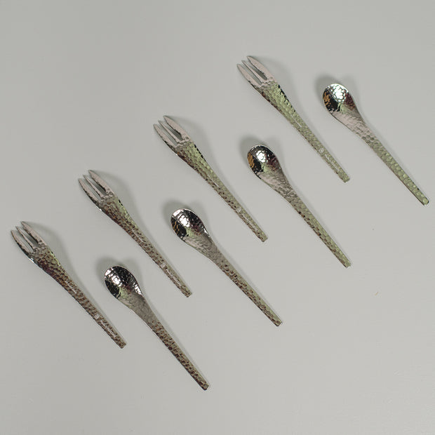 Stainless Steel Dessert Spoon & Fork 8pc Set 日本銀鱗咖啡湯匙/點心叉子禮盒組