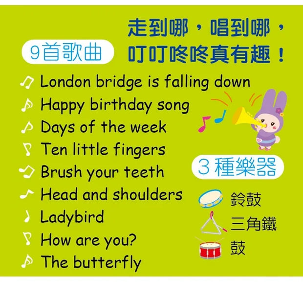口袋聲音書歡唱套組（全套4冊：忍者兔唱中文兒歌、忍者兔唱英文兒歌、忍者兔學唐詩、忍者兔學九九乘法）