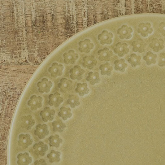 Press de Flower Scandi Plate (Matte Mustard) 日製美濃燒復古北歐霧面壓花盤 (芥末黃)