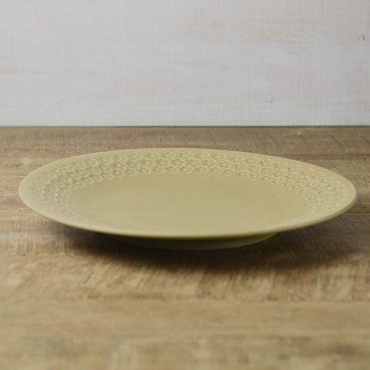 Press de Flower Scandi Plate (Matte Mustard) 日製美濃燒復古北歐霧面壓花盤 (芥末黃)