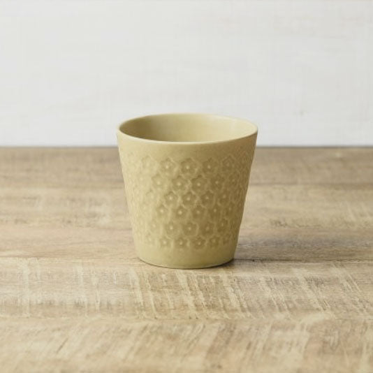Press de Flower Scandi Cup (Matte Mustard) 日製美濃燒復古北歐霧面壓花杯 (芥末黃)
