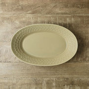 Press de Flower Scandi Oval Plate (Matte Mustard) 日製美濃燒復古北歐霧面壓花橢圓盤 (芥末黃)