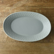 Press de Flower Scandi Oval Plate 日製美濃燒復古北歐霧面壓花橢圓盤